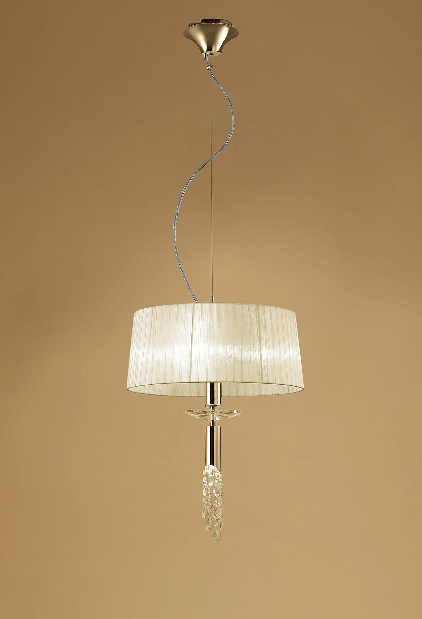 Tiffany French Gold-Cream Crystal Ceiling Lights Mantra Shaded Crystal Fittings